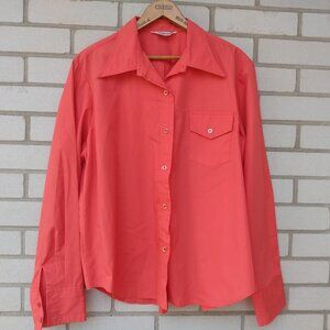 Vintage Plus Size Blouse 48" Bust Coral Pink Made in Japan Pennington's AS IS